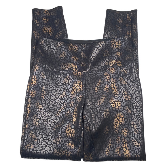 Tribal Leggings Womens Small Black Gold Metallic Animal Print Yoga Pants Canada - Picture 2 of 4